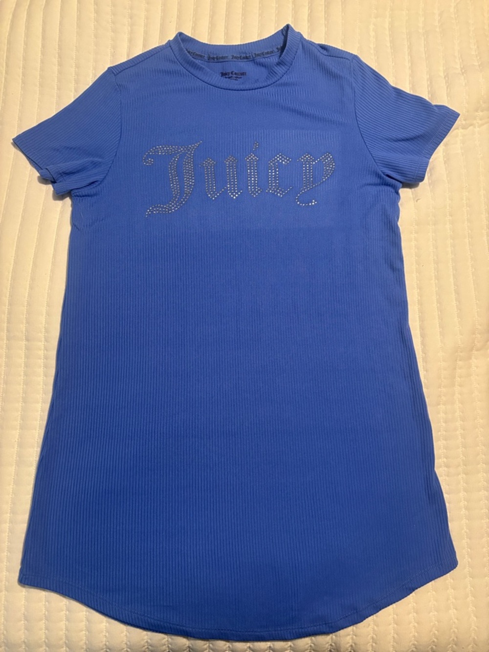 Juicy Couture Royal Blue Rhinestone Logo Ribbed Nightgown/Tee Dress